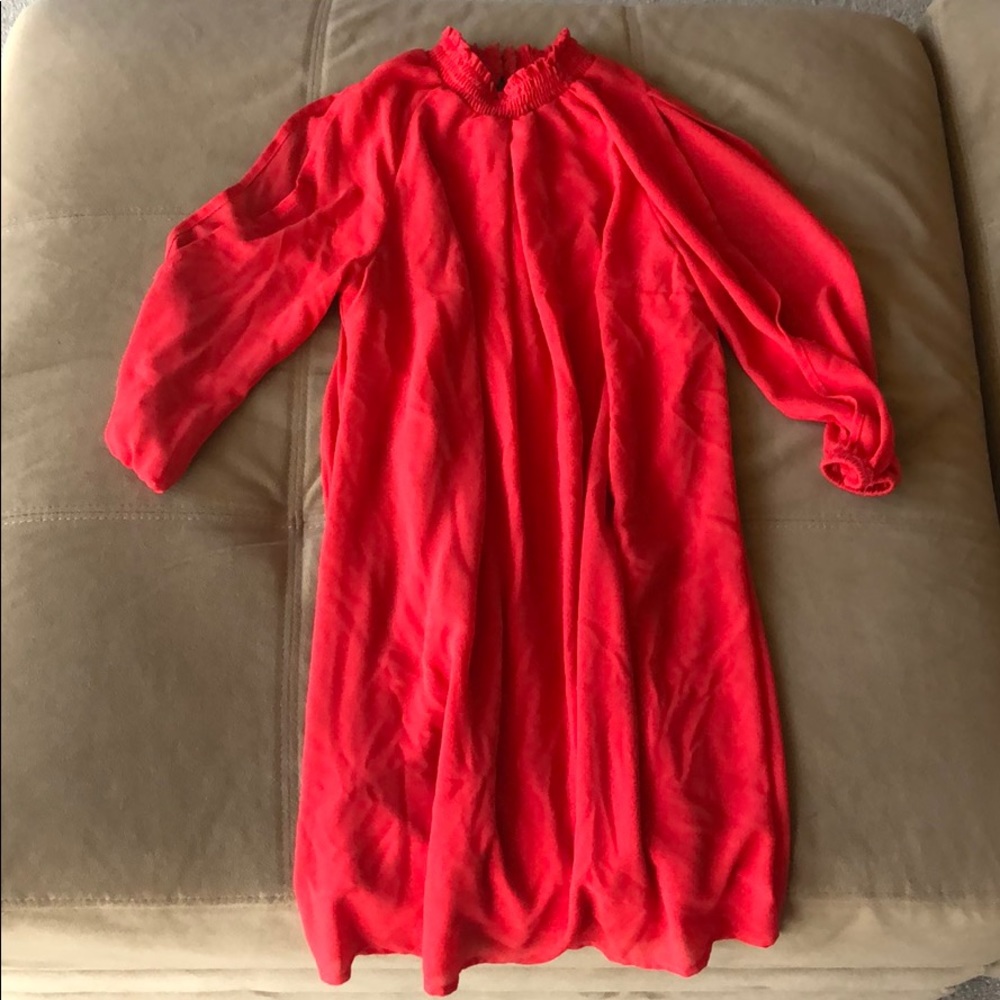 Fire Red Shift Dress 3/4 Sleeves with Arm Slits